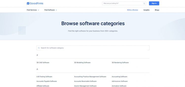 GoodFirms for Software Products and SaaS